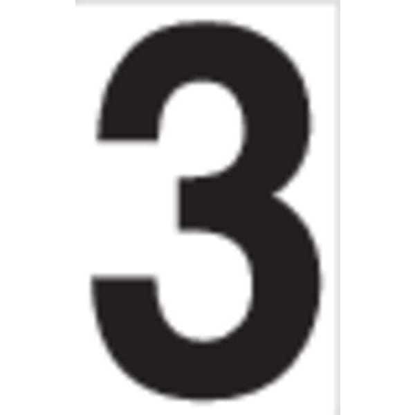Labelmaster White Vinyl, 3.5"Numeral, 3, DOT, PK50 - NUMBER3W
