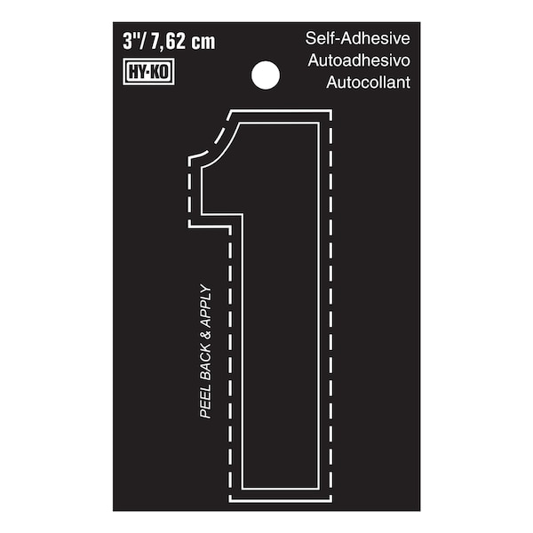 Hy-Ko 3In Black Vinyl Number 1, 10PK - A30401