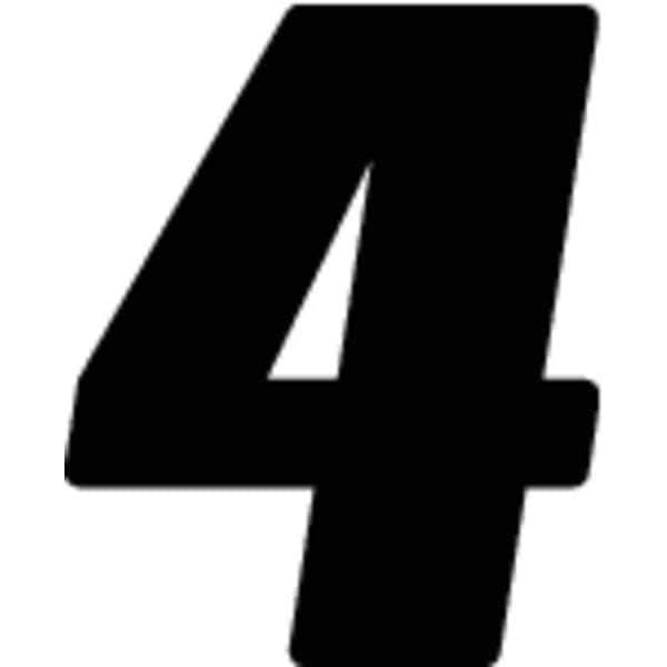 Hardline Products Number Label, Blk, Vinyl, 7in. H, No. 4, PK12 - DB712B-4