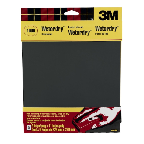 3M 3M Sandpaper, 9 in x 11 in 228 mm x 279 mm 1000-grit, 20PK - 9083NA-20