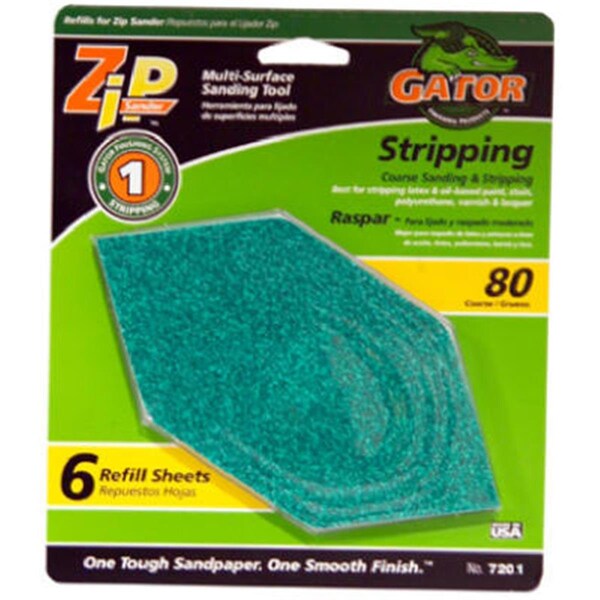 Gator Finishing 7202 Sanding Refill Sheet- 80 Grit - 6 Pack - 839326