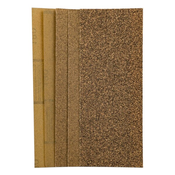 3M Sandpaper 03039, Asst Grit, 3-2/3 in x 9 in, 5/Pack, 20PK - 3039