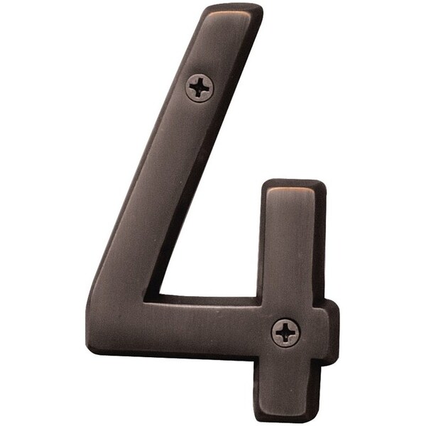 Hy-Ko Prestige Series House Number, Character: 4, 4 in H Character, Bronze Character, Solid Brass - BR-42OWB/4