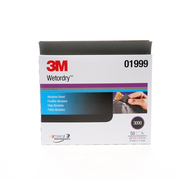 3M Wetordry Sheet, 01999,3000gr, 9"x11i, PK250 - 01999