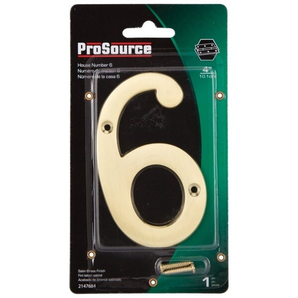 Prosource House Number, Character: 6, 4 in H Character, 2.28 in W Character - N-Z046PB3L-PS