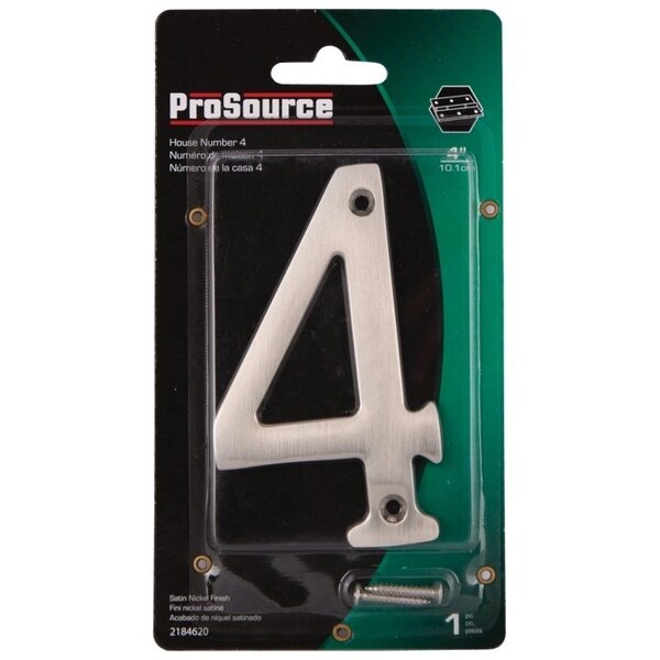 Prosource House Number, Character: 4, 4 in H Character, 2.28 in W Character - N-Z044SN-PS