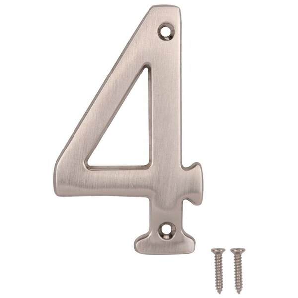 Prosource House Number, Character: 4, 4 in H Character, 2.28 in W Character - N-Z044SN-PS