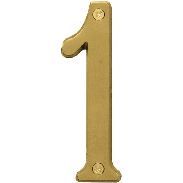Hy-Ko Prestige Series House Number, Character: 1, 4 in H Character, Brass Character, Brass - BR-43BB/1
