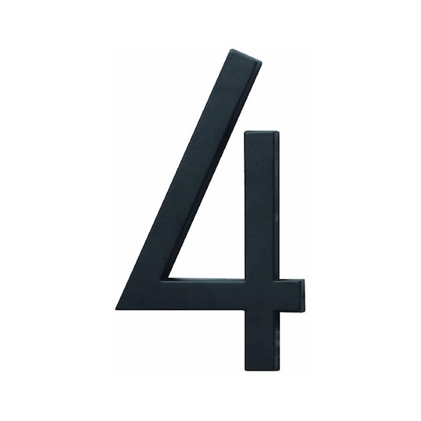 Hy-Ko FM6 Architectural Series House Number, Character 4, 6 in H Character, Black Character - FM-6/4