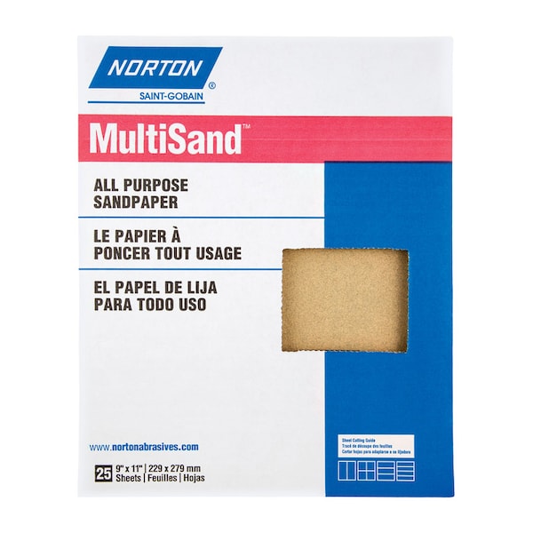 Norton Abrasives Norton MultiSand 11 in. L X 9 in. W 220 Grit Aluminum Oxide All Purpose Sandpaper 25 pk - 7660700354