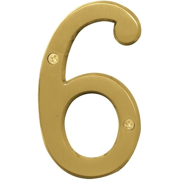 Hy-Ko Prestige Series House Number, Character: 6, 4 in H Character, Brass Character, Brass - BR-43BB/6