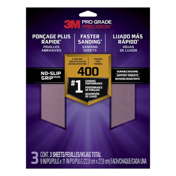 3M 3M Faster Sanding Sanding Sheets 400 grit X-Fine, 9 in x 11 in, 20PK - 26400TRI-3