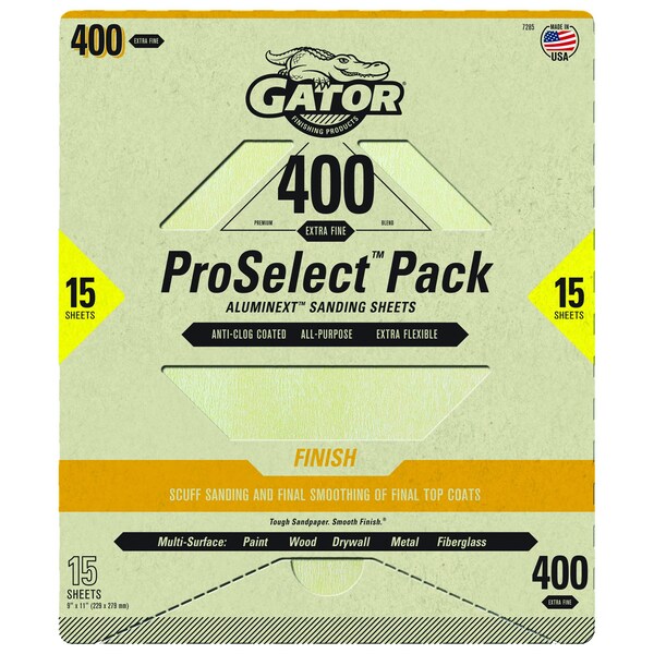Gator Finishing ProSelect Pack AlumiNext Sanding Sheets, 400 Extra Fine Grit - 7285