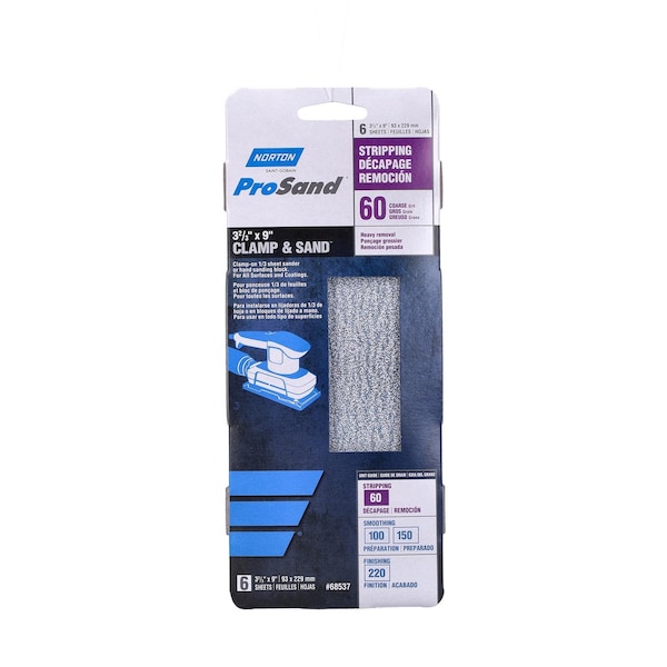 Norton Abrasives Norton ProSand 9 in. L X 3 in. W Aluminum Oxide 60 Grit Coarse 1/3 Sheet Sander - 07660768537