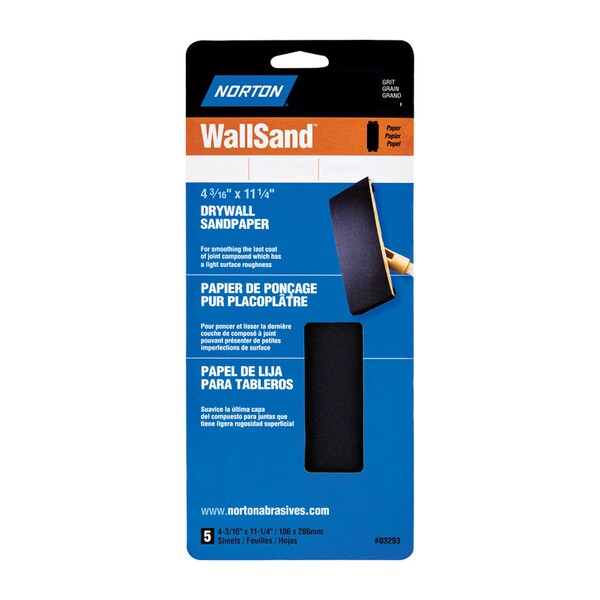 Norton Abrasives Norton WallSand 11-1/4 in. L X 4-3/16 in. W 80 Grit Silicon Carbide Sanding Sheet 5 pk - 07660701887