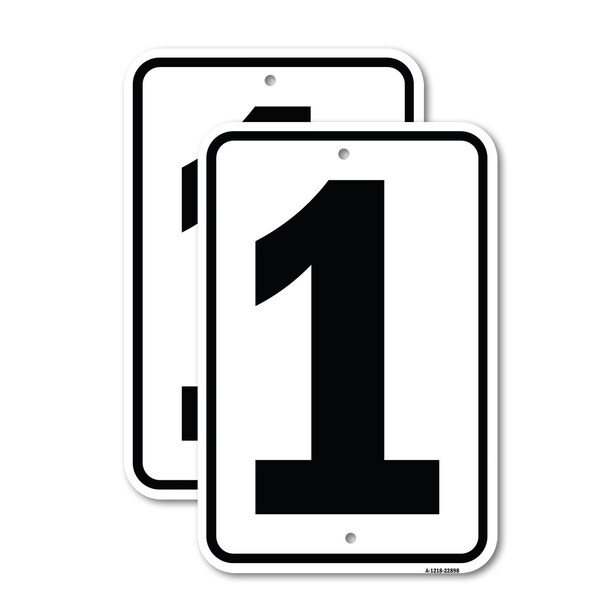 Signmission Sign with Number 1, 18'' X 24'' 2 Signs, Heavy Gauge Aluminum, 2PK - A-1824-2PACK-22898