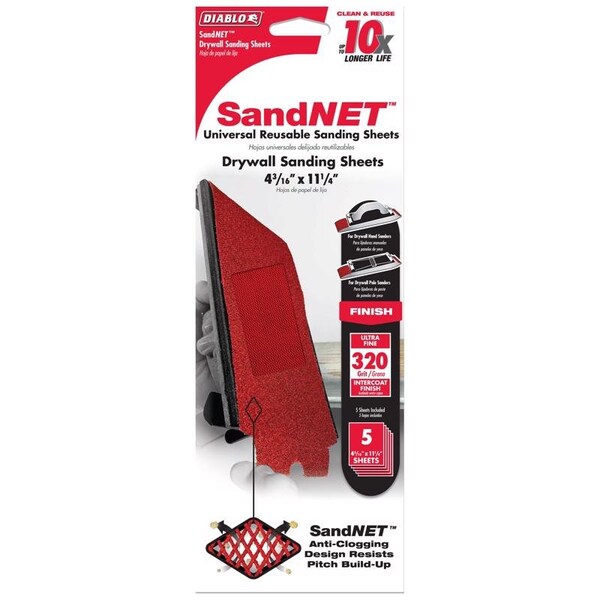 Diablo Diablo SandNet 11-1/4 in. L X 4-3/16 in. W 320 Grit Ceramic Blend All Purpose Sandpaper 5 pk - DNS431320H05G