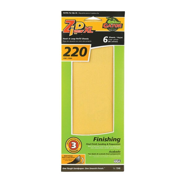 Gator Finishing 7249 220 Grit ZipXL Refill Sheet- pack of 5 - 1338987