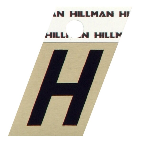 Hillman 1.5 in. Black & Gold Glossy Aluminum Angle-Cut Adhesive Letter - H, 6PK - 840508
