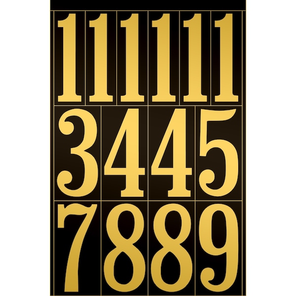 Hy-Ko 3In Black/Gold Numbers, 10PK - A02050