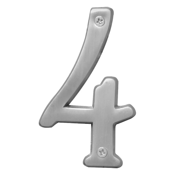 Hy-Ko 4In Satin Nickel Number 4, 3PK - A30934