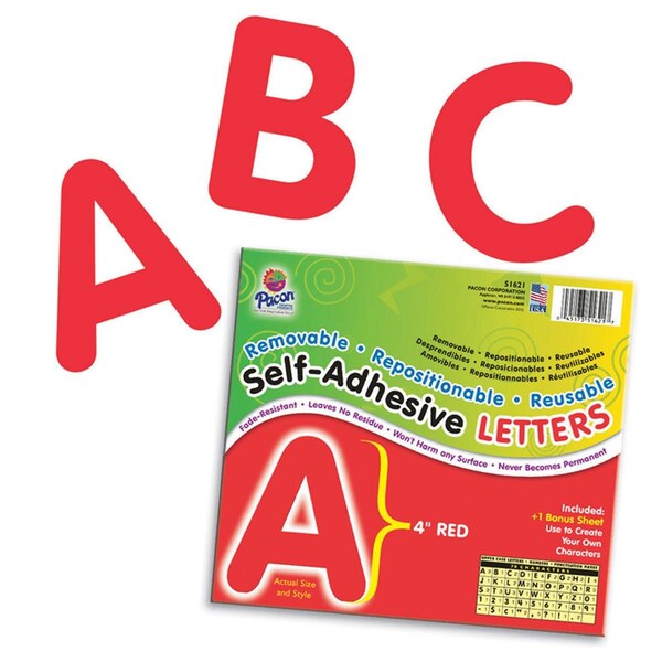 Easy-To-Organize 4 in. Self Adhesive Letter, Red, 2PK - EA3488164