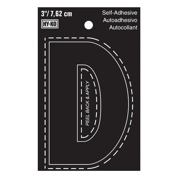Hy-Ko 3In Black Vinyl Letter D, 10PK - A30414