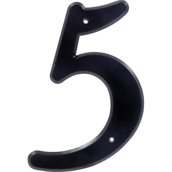 Ornatus Outdoors 4 in. Nail-On Black Plastic House Number - 5 - OR3514203
