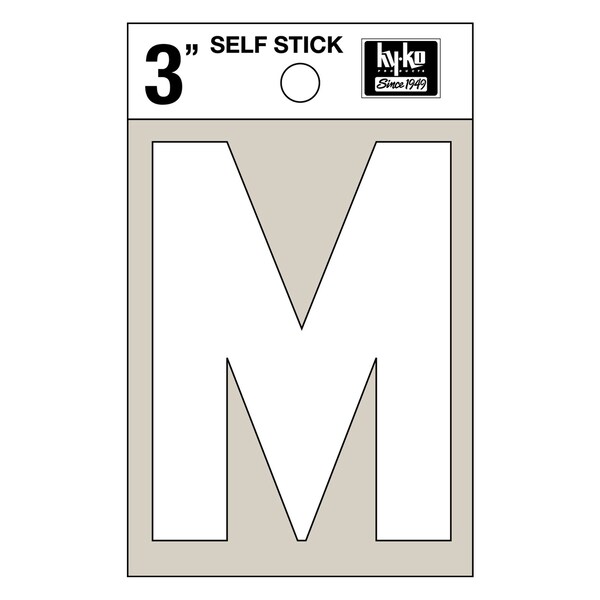 Hy-Ko 3In White Vinyl Letter M, 10PK - A30523