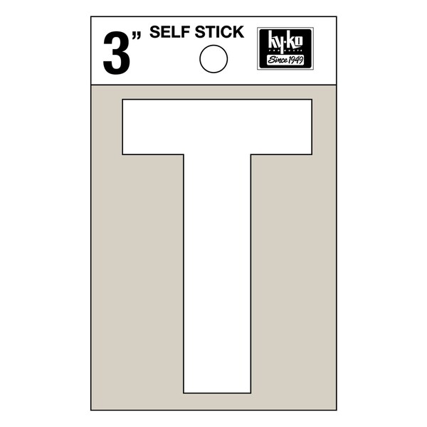 Hy-Ko 3In White Vinyl Letter T, 10PK - A30530