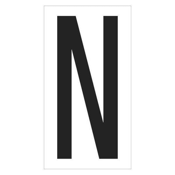 Partners Brand Vinyl Warehouse Letter Labels, "N", 3 1/2", Black/White, 50/Case - DL9310N
