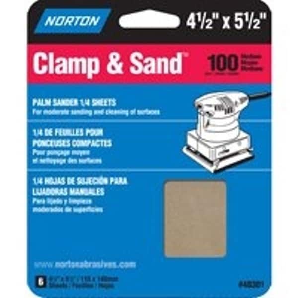 Norton Co MultiStand Sheet, 412 in W, 512 in L, 100 Grit, Medium, Aluminum Oxide Abrasive, Paper Backing - 48301