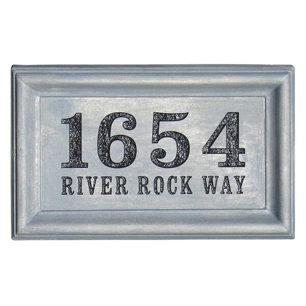 Qualarc 18 in. Engraved Rectangle Cast Concrete Address Block in Antique Gray Color - CCAB-REC-AG