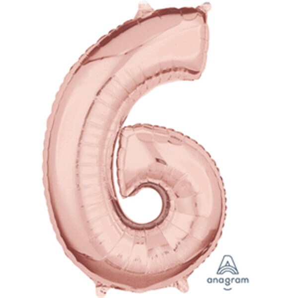 Anagram 26 in. Number 6-Rose Gold-Foil Balloon - 89785