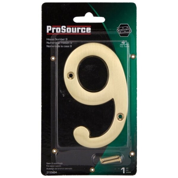 Prosource House Number, Character: 9, 4 in H Character, 2.28 in W Character - N-Z049PB3L-PS