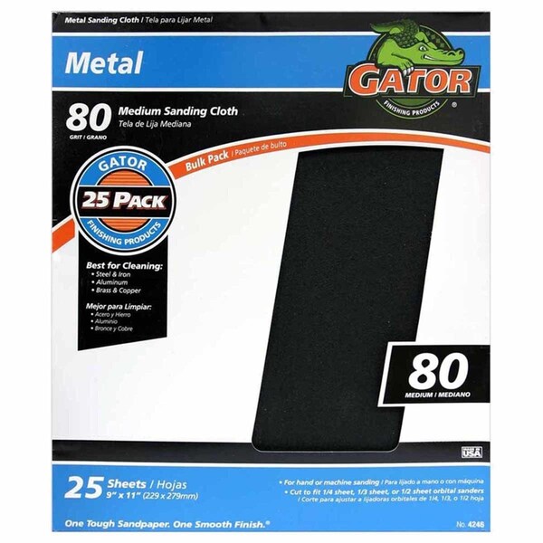 Gator Finishing 9 x 11 in. Emery 80 Grit Sandpaper - 1002401