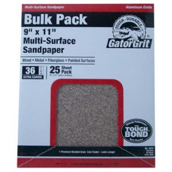 Gator Finishing Ali Industries 4214 9 x 11 in. Extra Coarse 36 Grit General Purpose Sandpaper; 25 Count - 741694
