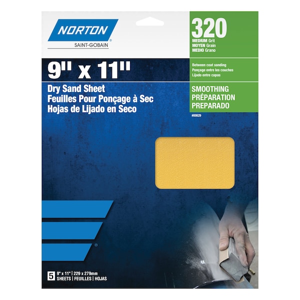 Norton Abrasives 9 x 11 In. Gold Reserve Paper Sheet A296 Aluminum Oxide P220 Grit, 5PK - 7660700630