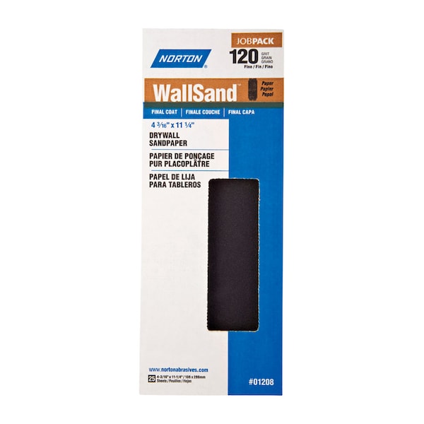 Norton Abrasives Norton WallSand 11-1/4 in. L X 4-3/16 in. W 120 Grit Silicon Carbide Drywall Sanding Sheet 25 pk - 7660701208