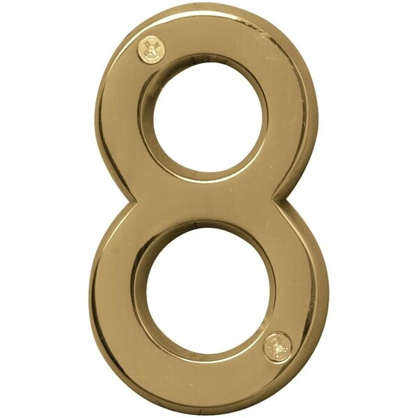 Hy-Ko Prestige Series House Number, Character: 8, 4 in H Character, Brass Character, Solid Brass - BR-42PB/8