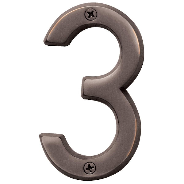 Hy-Ko Prestige Series 4 In. Oil Rubbed Bronze House Number Three - BR-42OWB/3