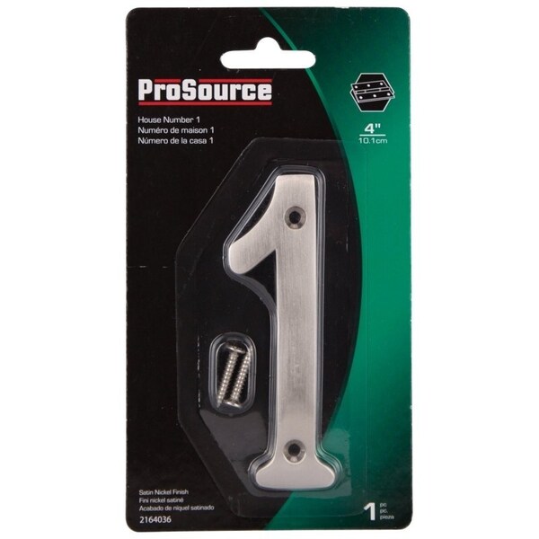 Prosource House Number, Character: 1, 4 in H Character, 1.1 in W Character - N-Z041SN-3L-PS