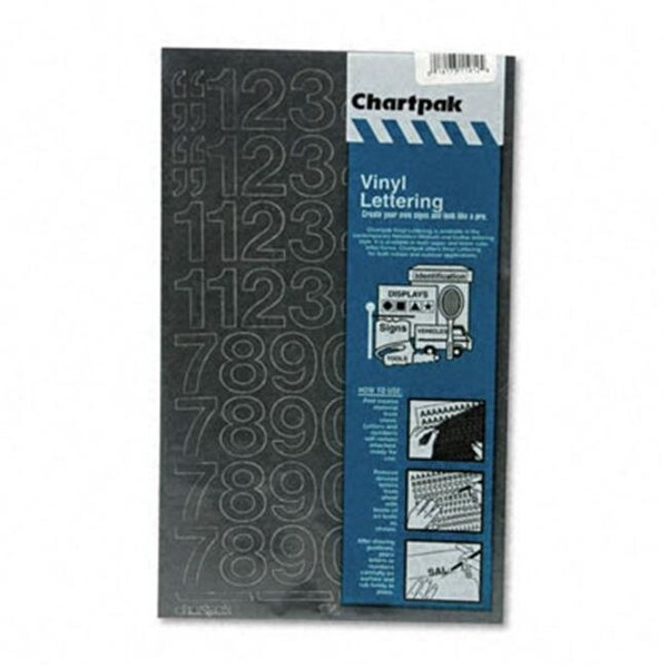Chartpak Chartpak 01130 Press-On Vinyl Numbers- Self Adhesive- Black- 1 sheet with 44 numbers - 1130