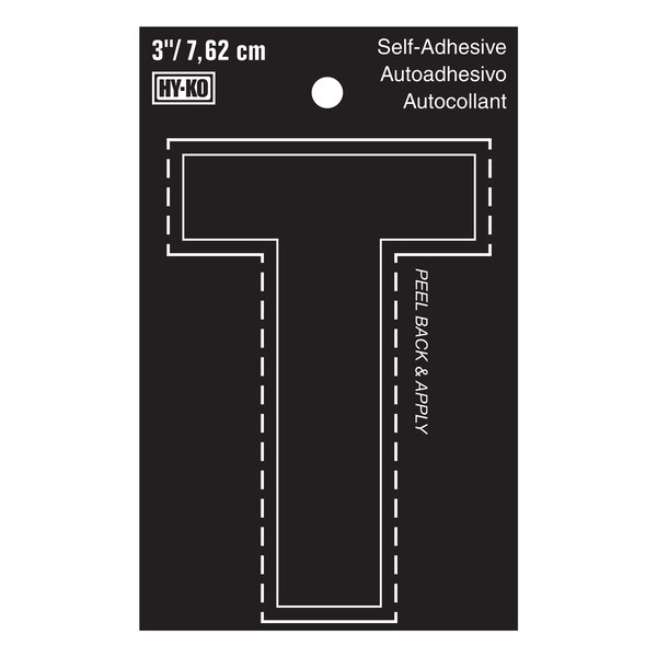 Hy-Ko 3In Black Vinyl Letter T, 10PK - A30430