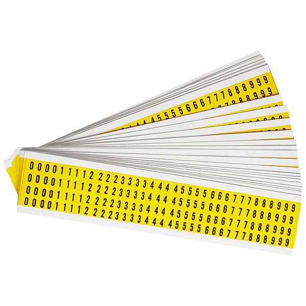 Brady Number Label, 0 Thru 9, Blk On Yllw, 3/8inH - 3400-# KIT