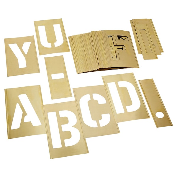 C.H. Hanson Letter Stencil Set, 33Piece Interlocking Reusable Oversized, 8 In Character Height, 28 Ga Brass, 10165 - 10165