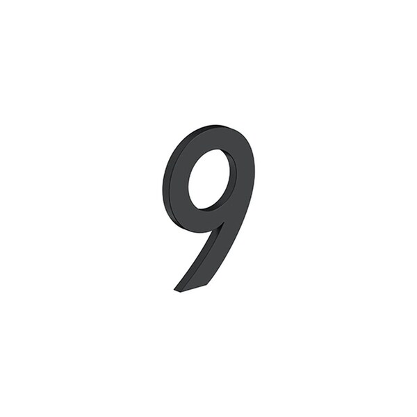Deltana 4 Stainless Steel House Number 9 with Risers Black Finish - RNB9U19