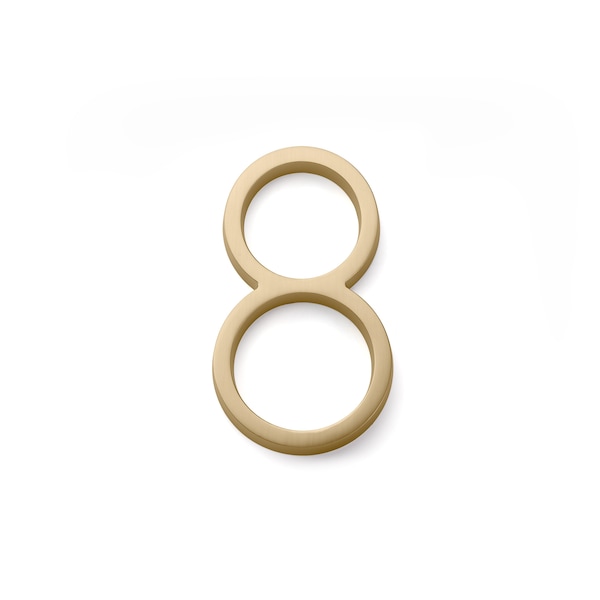Emtek 7in Modern # 8 House Number Satin Brass Finish - 2838US4