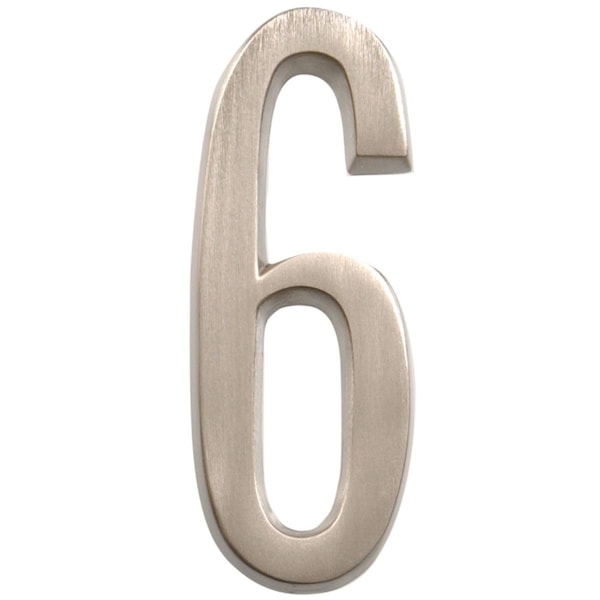 Ornatus Outdoors 4 in. Nickel Distinctions Zinc Die-Cast Adhesive Plaque Number - 6 -  3 Piece - OR3517036