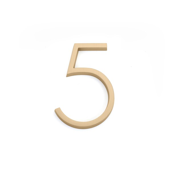 Emtek 7in Modern # 5 House Number Satin Brass Finish - 2835US4